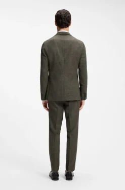Slim-fit jacket in virgin wool and linen