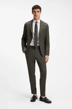 Slim-fit jacket in virgin wool and linen