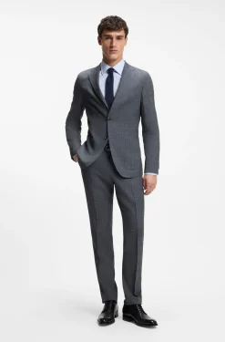 Slim-fit jacket in virgin wool, silk and linen