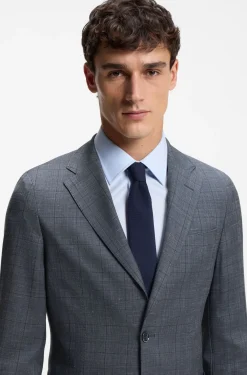 Slim-fit jacket in virgin wool, silk and linen