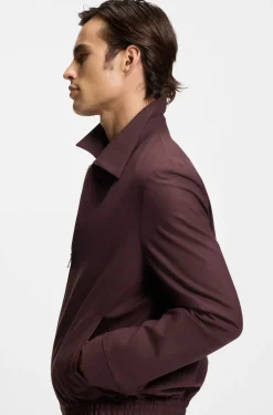 Slim-fit jacket in wool-blend poplin