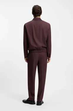 Slim-fit jacket in wool-blend poplin