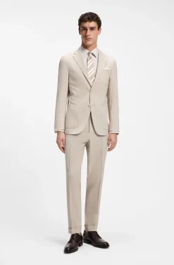 Slim-fit jacket in wool-blend seersucker