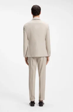 Slim-fit jacket in wool-blend seersucker