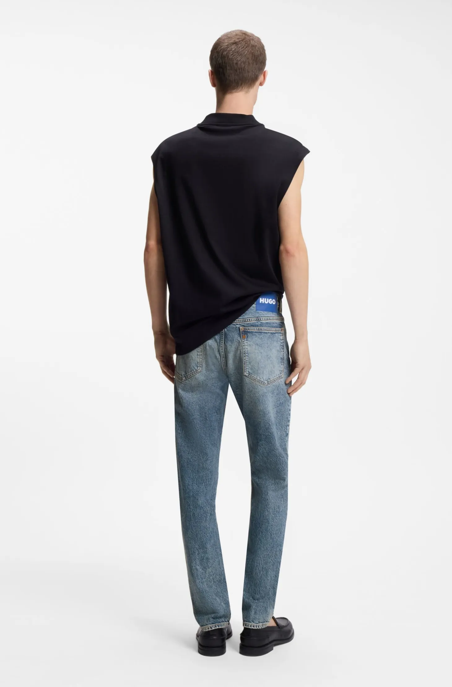 Slim-fit jeans in blue stonewashed stretch denim