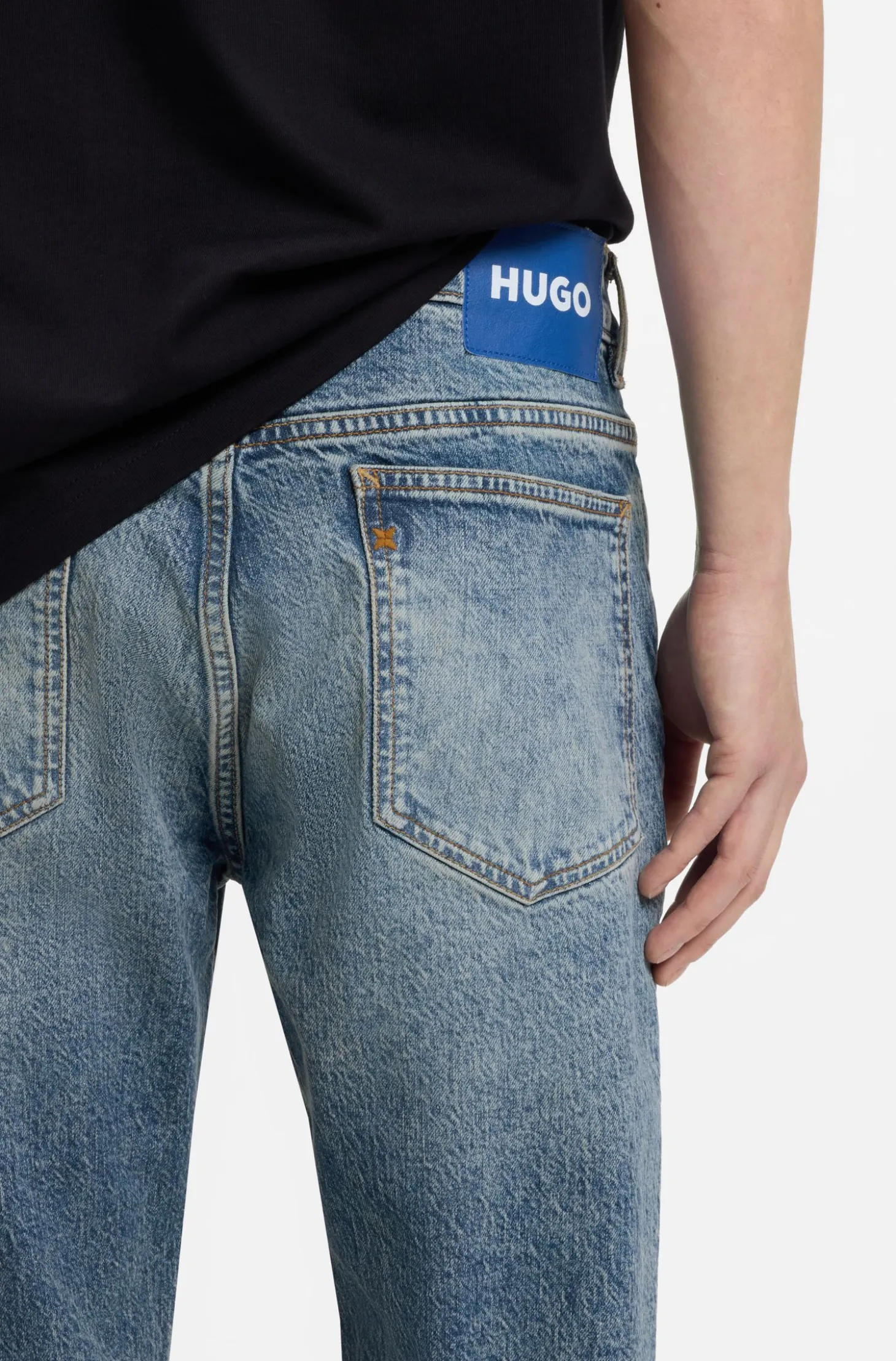 Slim-fit jeans in blue stonewashed stretch denim