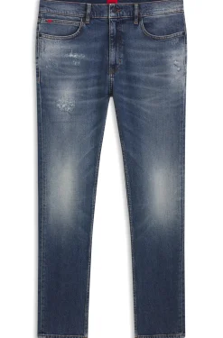 Slim-fit jeans in dark-blue comfort-stretch denim