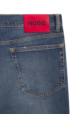 Slim-fit jeans in dark-blue comfort-stretch denim