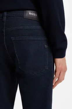 Slim-fit jeans in dark-blue stretch denim