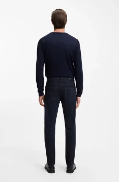 Slim-fit jeans in dark-blue stretch denim