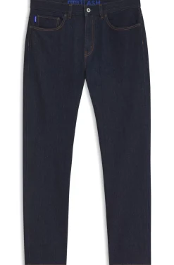 Slim-fit jeans in dark-blue stretch denim