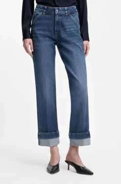 Slim-fit jeans in indigo stretch denim with turnups