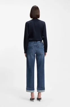 Slim-fit jeans in indigo stretch denim with turnups