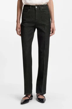 Slim-fit jeans in marble-structured black stretch denim