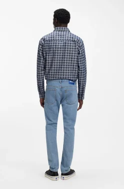 Slim-fit jeans in vintage-wash blue stretch denim