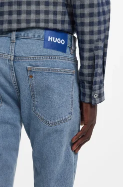 Slim-fit jeans in vintage-wash blue stretch denim