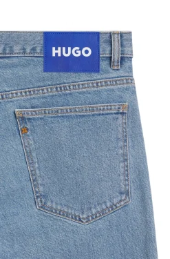 Slim-fit jeans in vintage-wash blue stretch denim