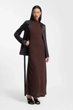 Slim-fit jersey dress with gathered details