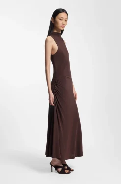 Slim-fit jersey dress with gathered details