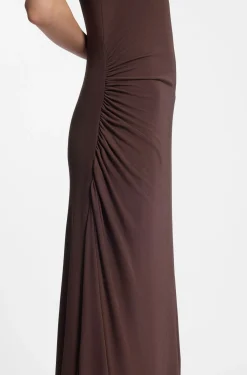 Slim-fit jersey dress with gathered details