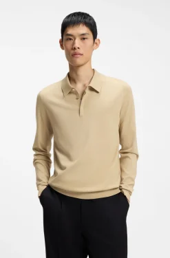 Slim-fit knit polo with rear logo