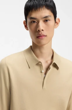 Slim-fit knit polo with rear logo