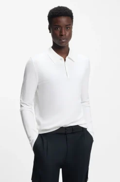Slim-fit knit polo with rear logo