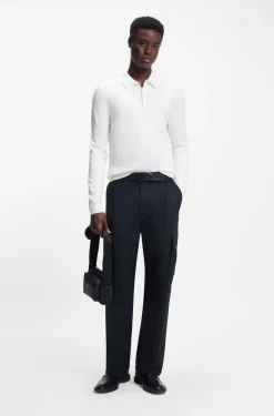 Slim-fit knit polo with rear logo