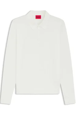 Slim-fit knit polo with rear logo