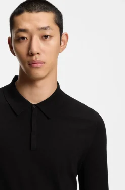 Slim-fit knit polo with rear logo