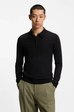 Slim-fit knit polo with rear logo
