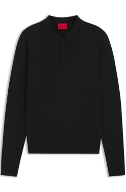 Slim-fit knit polo with rear logo