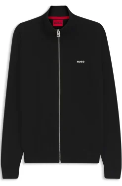 Slim-fit knitted jacket in cotton with logo detail