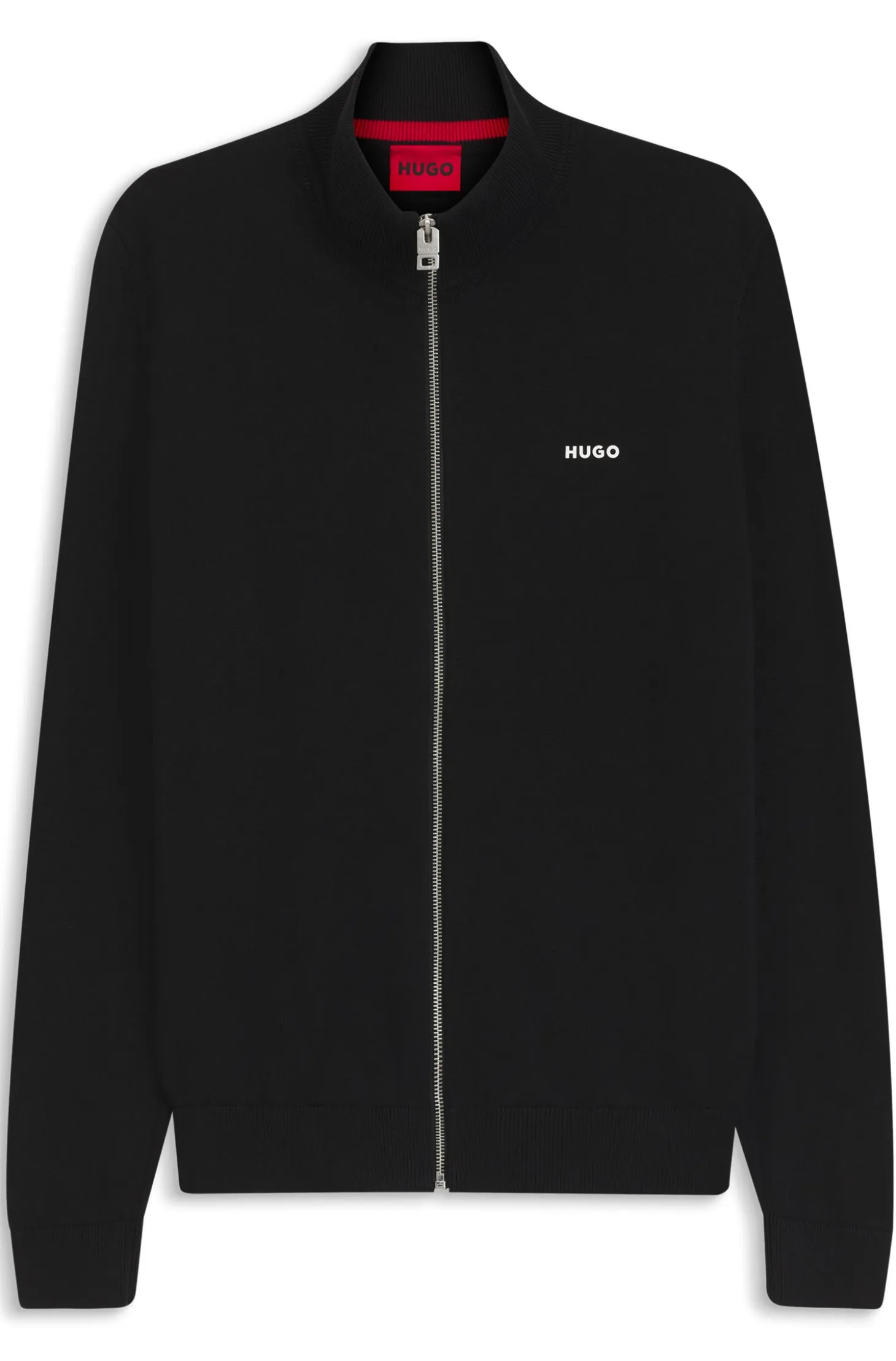 Slim-fit knitted jacket in cotton with logo detail