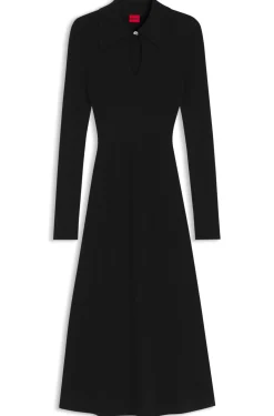 Slim-fit midi dress with keyhole polo collar