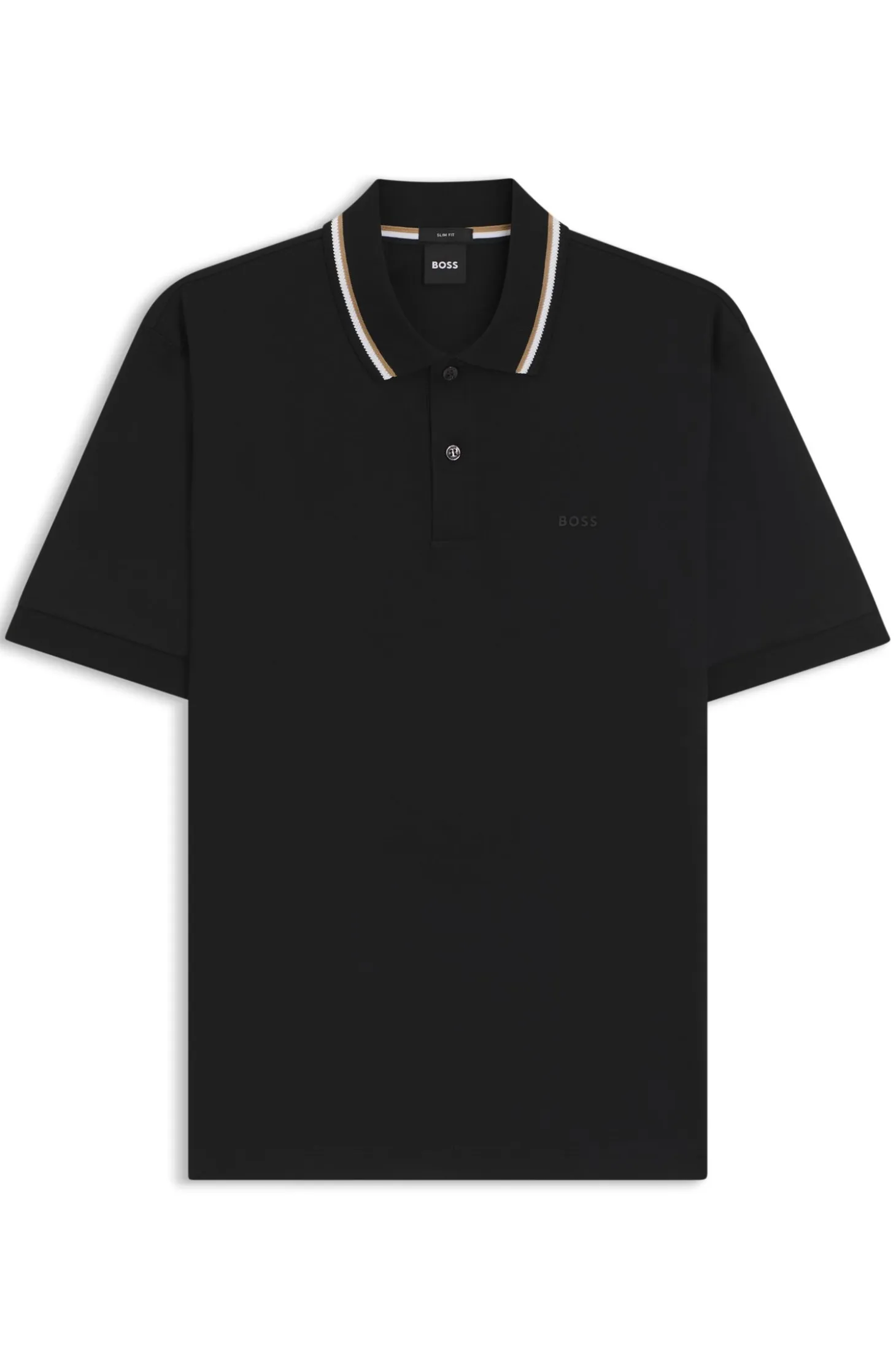 Slim-fit polo shirt in cotton with striped collar