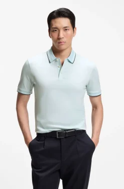 Slim-fit polo shirt in mercerised cotton