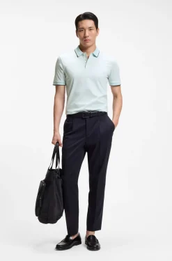 Slim-fit polo shirt in mercerised cotton