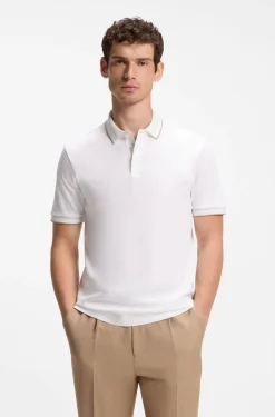 Slim-fit polo shirt in mercerised cotton