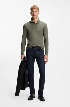 Slim-fit polo shirt in stretch-cotton piqué