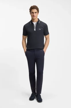 Slim-fit polo shirt with a zip placket