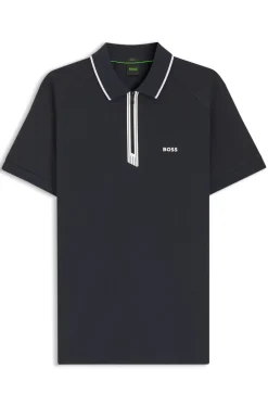 Slim-fit polo shirt with a zip placket