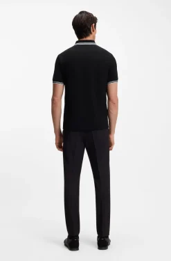 Slim-fit polo shirt with contrast-stripe details