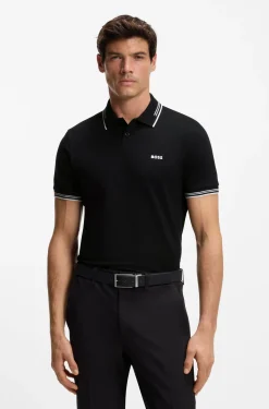 Slim-fit polo shirt with contrast-stripe details