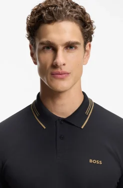 Slim-fit polo shirt with contrast-stripe details
