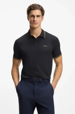 Slim-fit polo shirt with contrast-stripe details