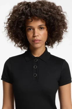 Slim-fit polo shirt with metal buttons