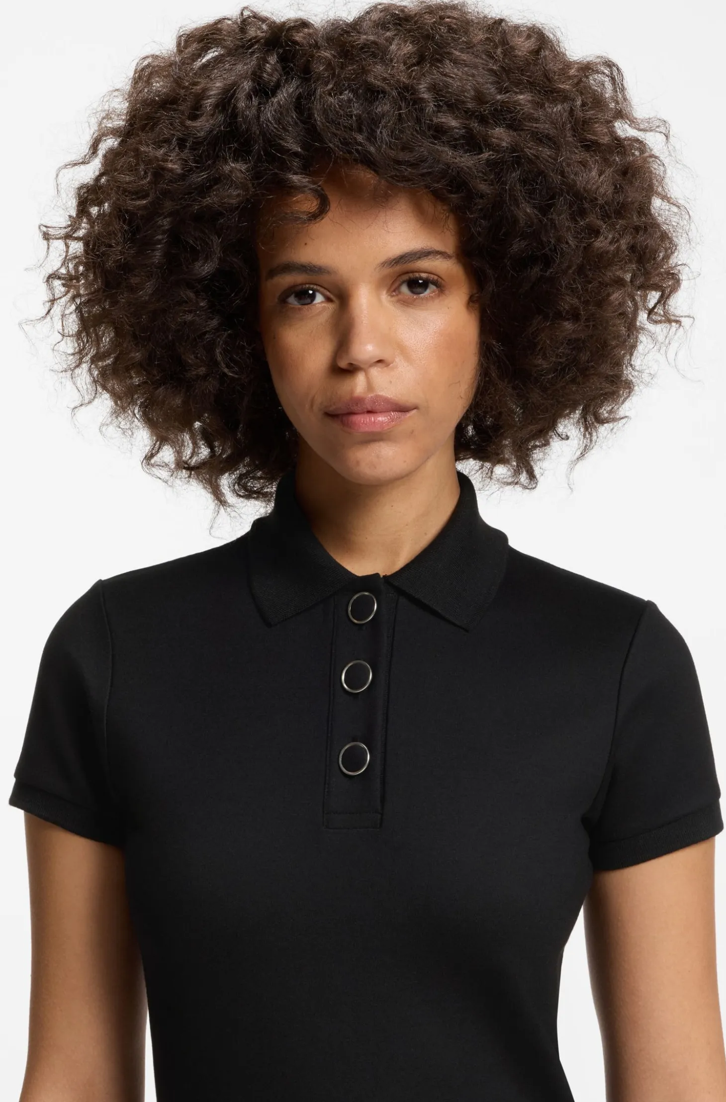 Slim-fit polo shirt with metal buttons