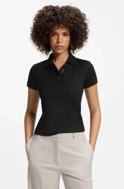 Slim-fit polo shirt with metal buttons