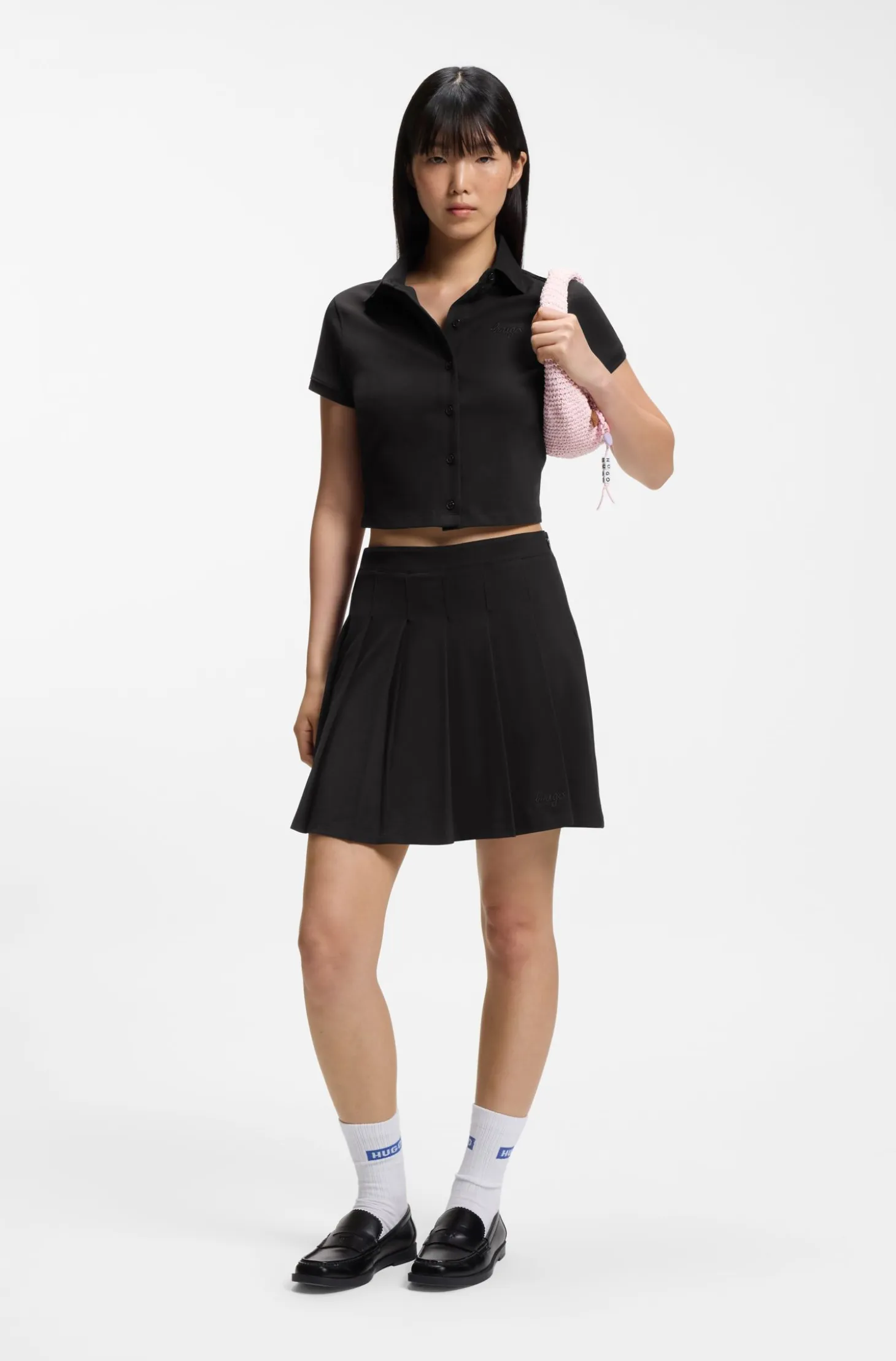 Slim-fit polo top in stretch cotton